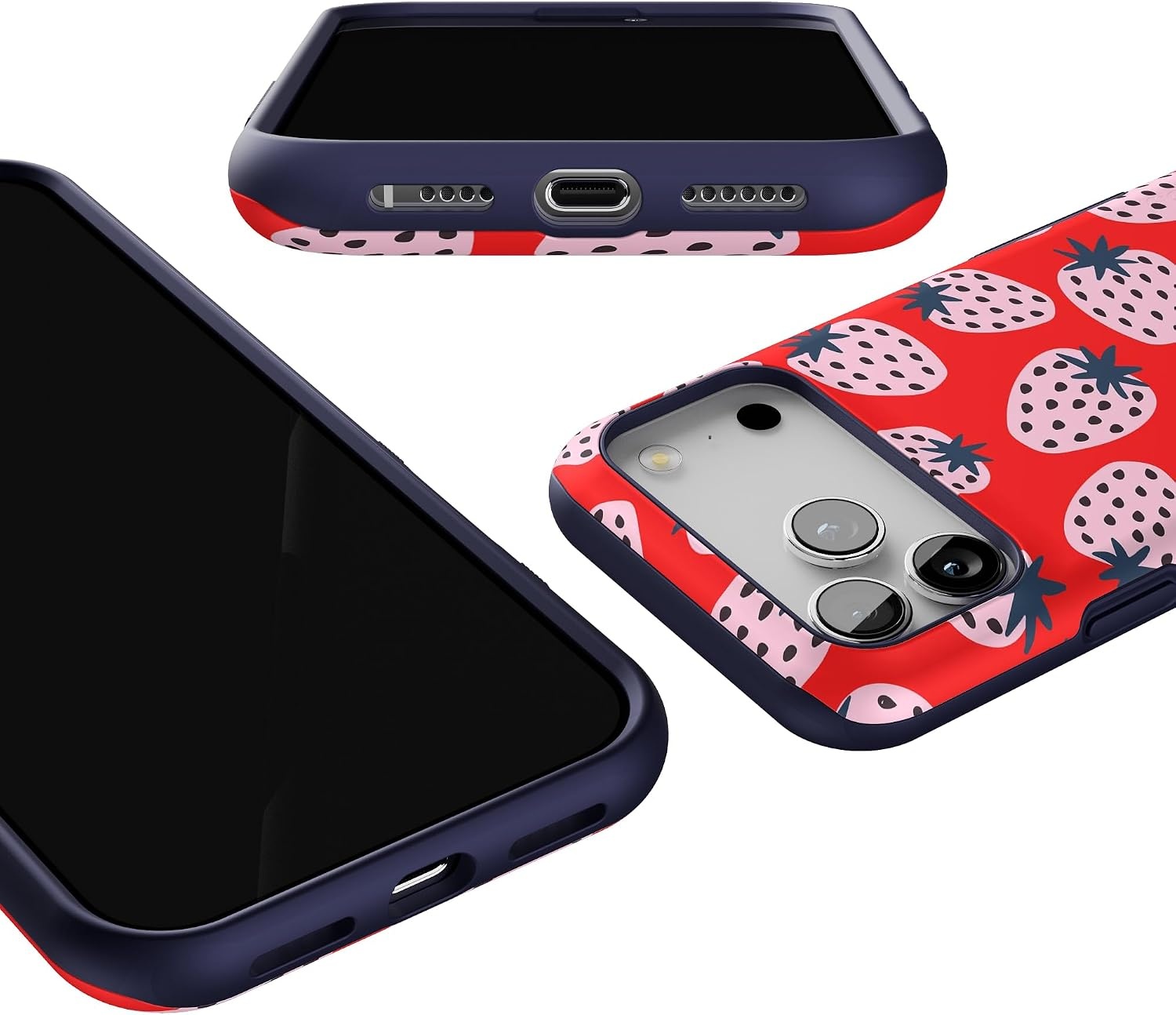 image:imageCasely iPhone 17 Pro Max Case Starfish Wishes Coral Pink Shimmer Bold Protective Design MagSafe Compatible DesignId Pick You Red Strawberry