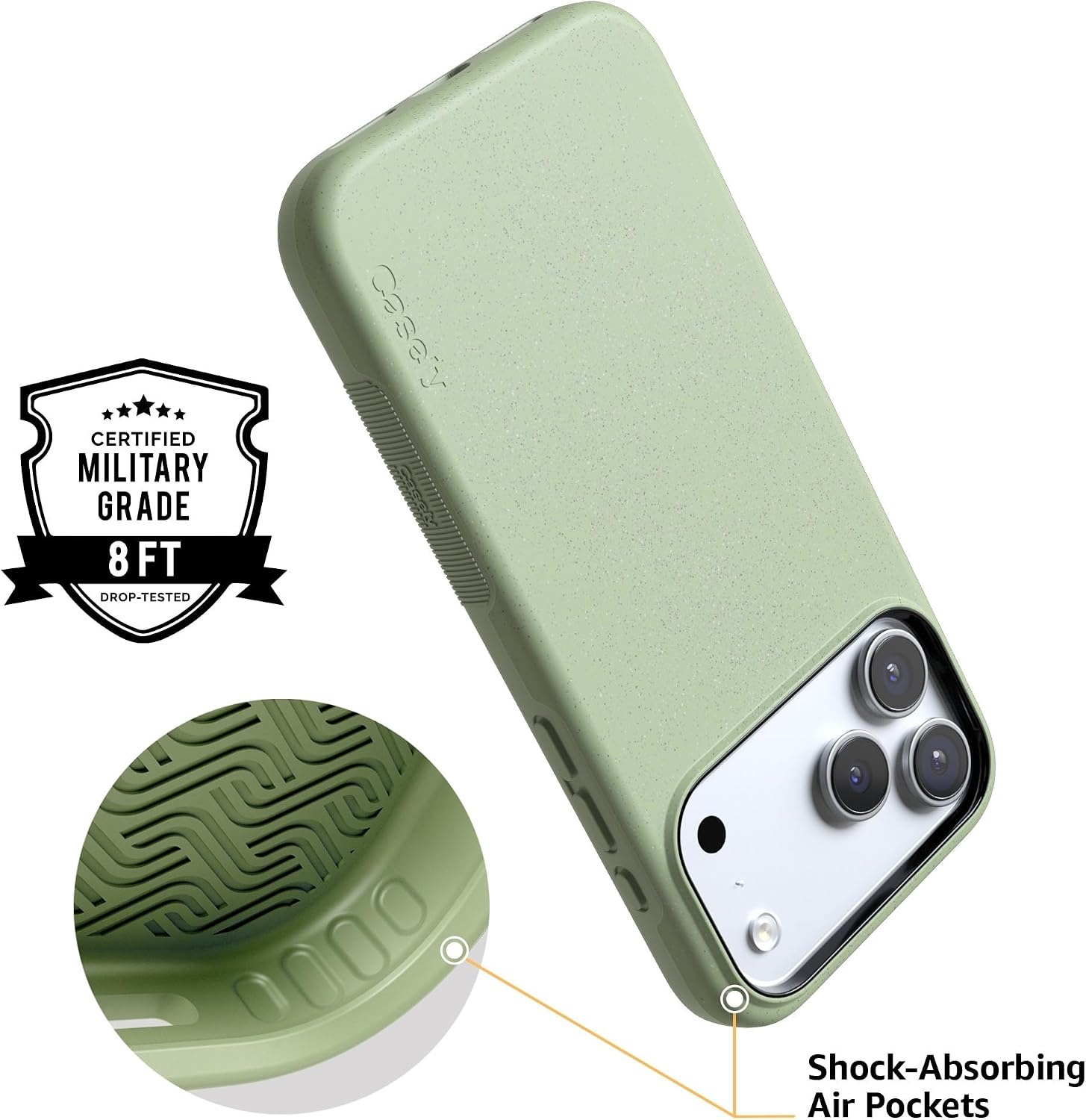 image:imageCasely iPhone 17 Pro Max Case Starfish Wishes Coral Pink Shimmer Bold Protective Design MagSafe Compatible DesignKiwi Kiss Matcha Green Shimmer