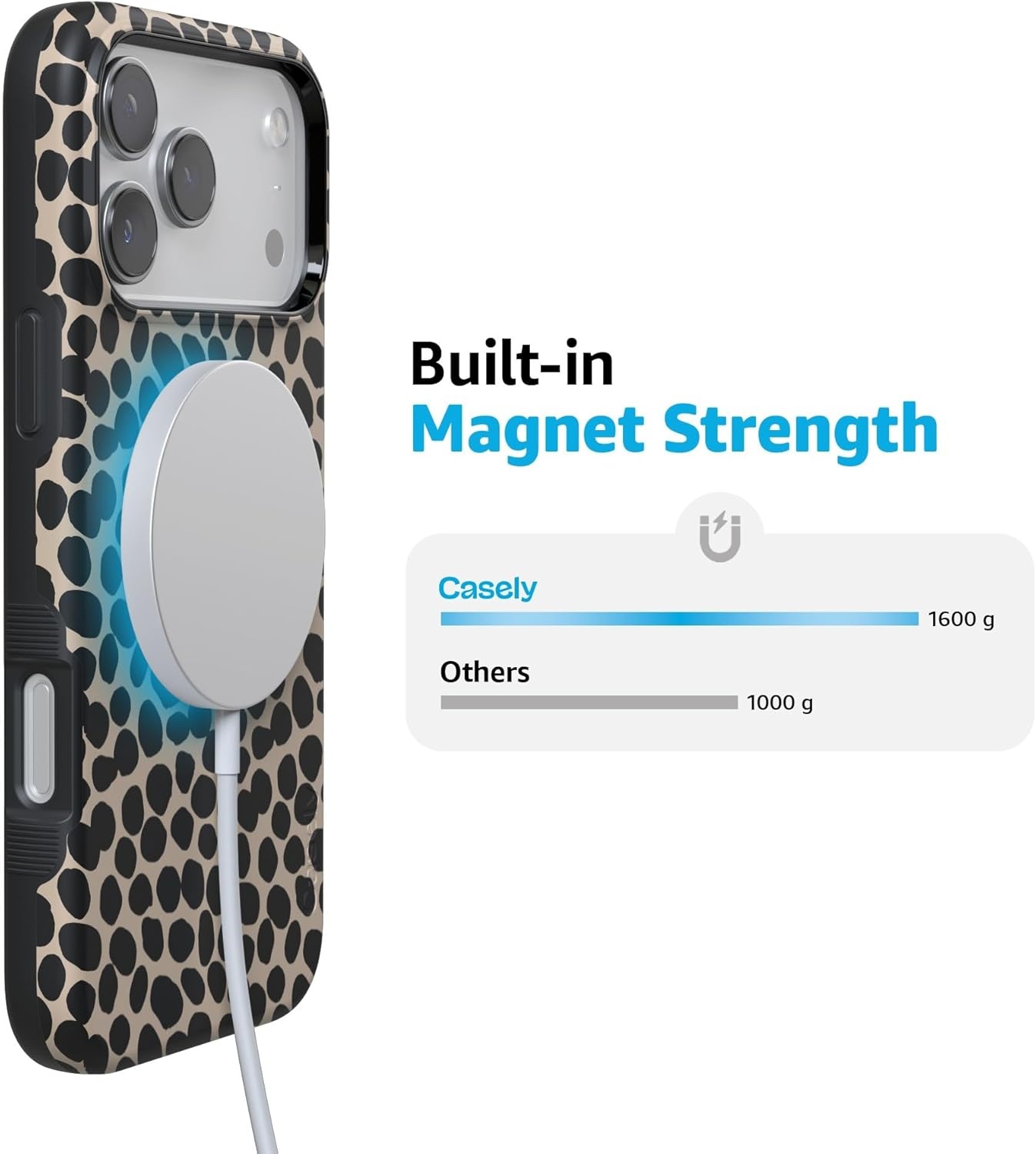 image:imageCasely iPhone 17 Pro Max Case Starfish Wishes Coral Pink Shimmer Bold Protective Design MagSafe Compatible DesignLost in Spots Cheetah Print