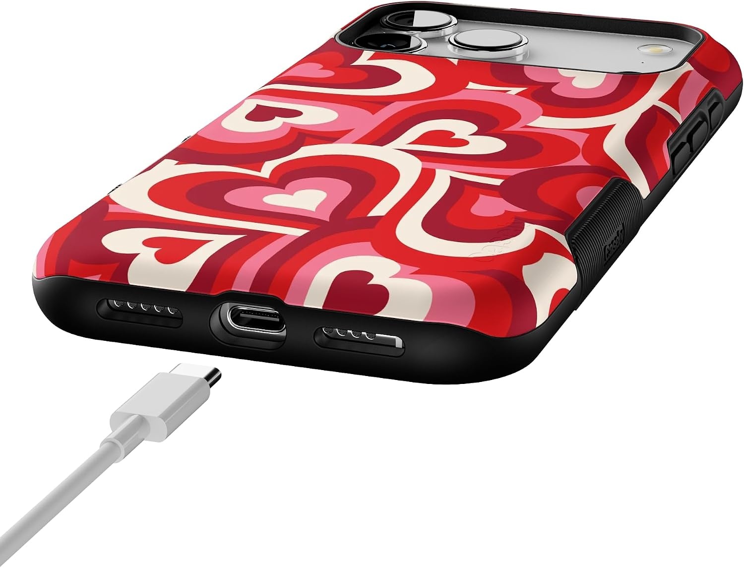 image:imageCasely iPhone 17 Pro Max Case Starfish Wishes Coral Pink Shimmer Bold Protective Design MagSafe Compatible DesignLove Song Remix Ombre Hearts
