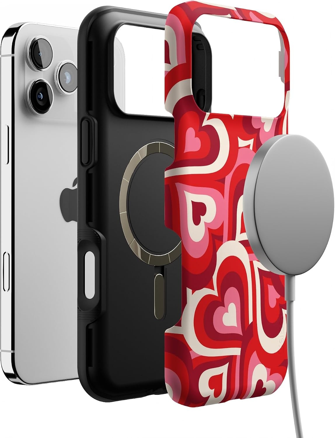 image:imageCasely iPhone 17 Pro Max Case Starfish Wishes Coral Pink Shimmer Bold Protective Design MagSafe Compatible DesignLove Song Remix Ombre Hearts
