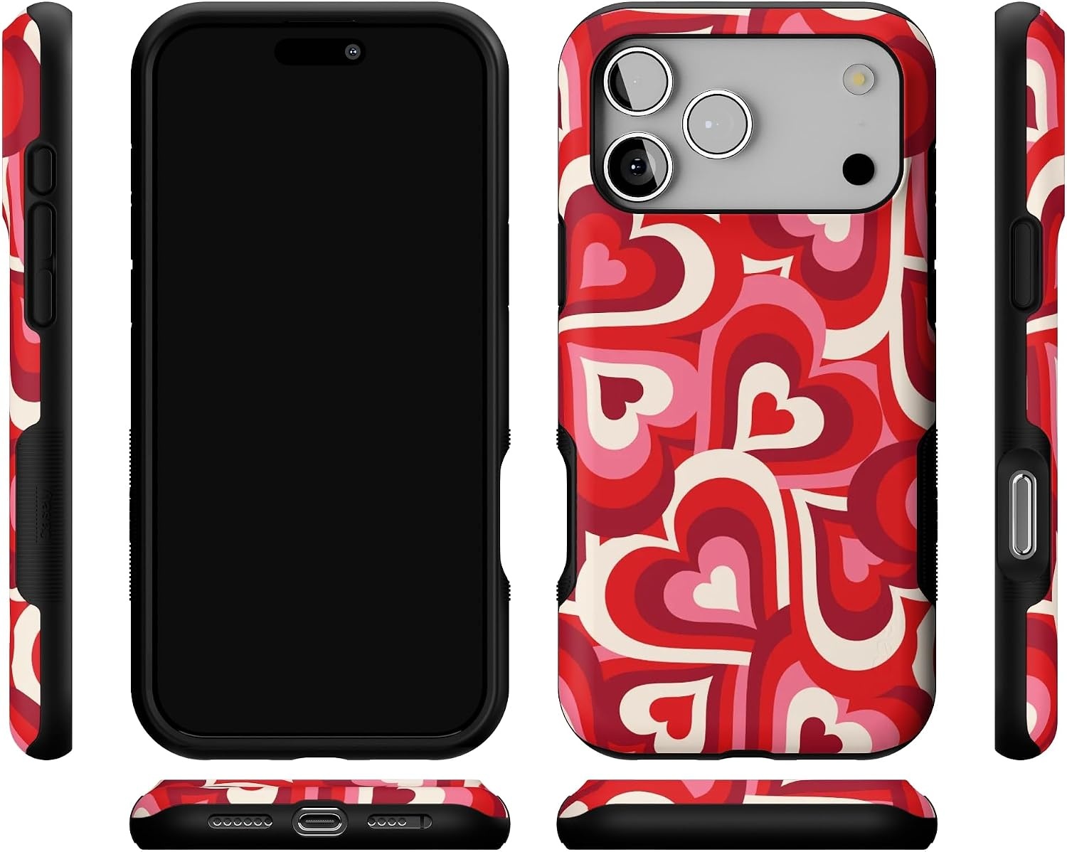 image:imageCasely iPhone 17 Pro Max Case Starfish Wishes Coral Pink Shimmer Bold Protective Design MagSafe Compatible DesignLove Song Remix Ombre Hearts
