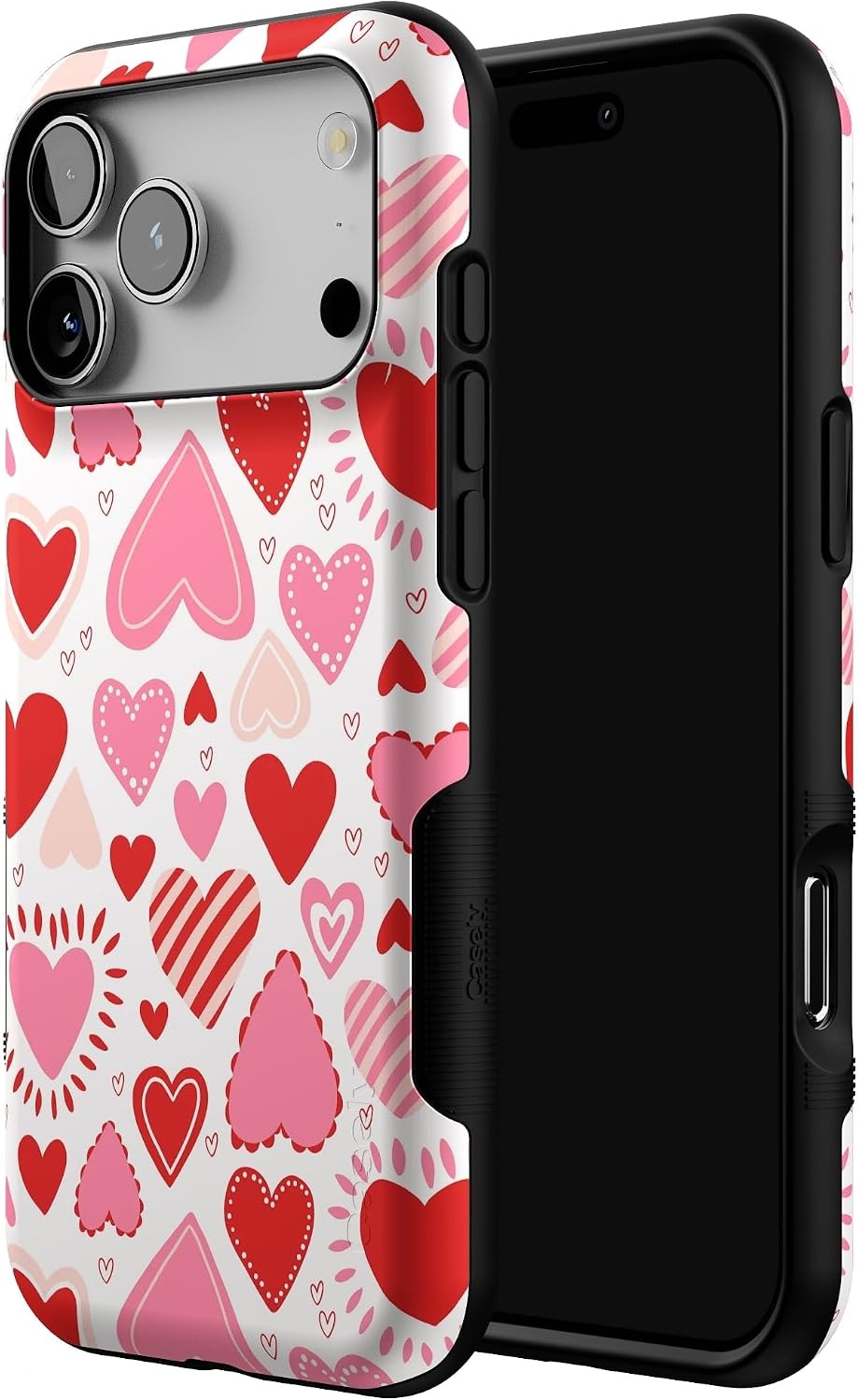image:imageCasely iPhone 17 Pro Max Case Starfish Wishes Coral Pink Shimmer Bold Protective Design MagSafe Compatible DesignLove Struck Heart Stickers
