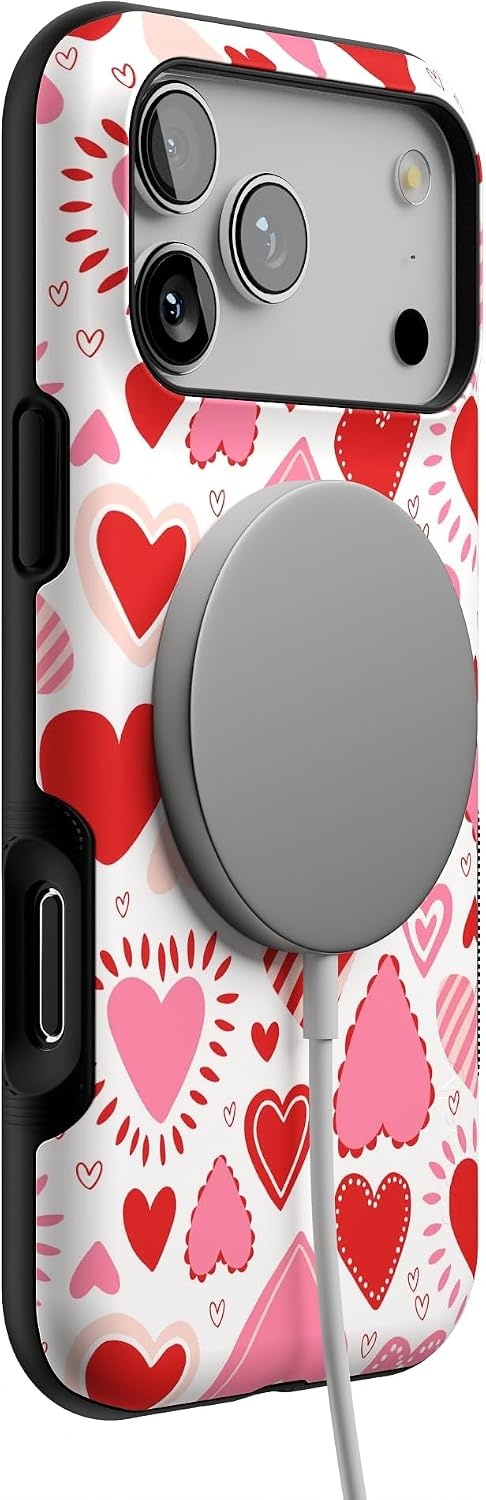 image:imageCasely iPhone 17 Pro Max Case Starfish Wishes Coral Pink Shimmer Bold Protective Design MagSafe Compatible DesignLove Struck Heart Stickers