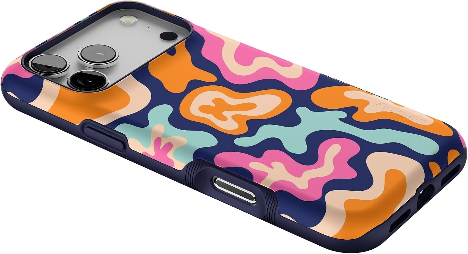 image:imageCasely iPhone 17 Pro Max Case Starfish Wishes Coral Pink Shimmer Bold Protective Design MagSafe Compatible DesignMidnight Color Splash Abstract Retro