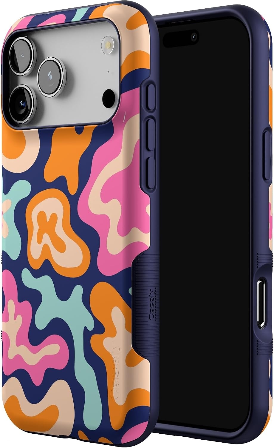 image:imageCasely iPhone 17 Pro Max Case Starfish Wishes Coral Pink Shimmer Bold Protective Design MagSafe Compatible DesignMidnight Color Splash Abstract Retro