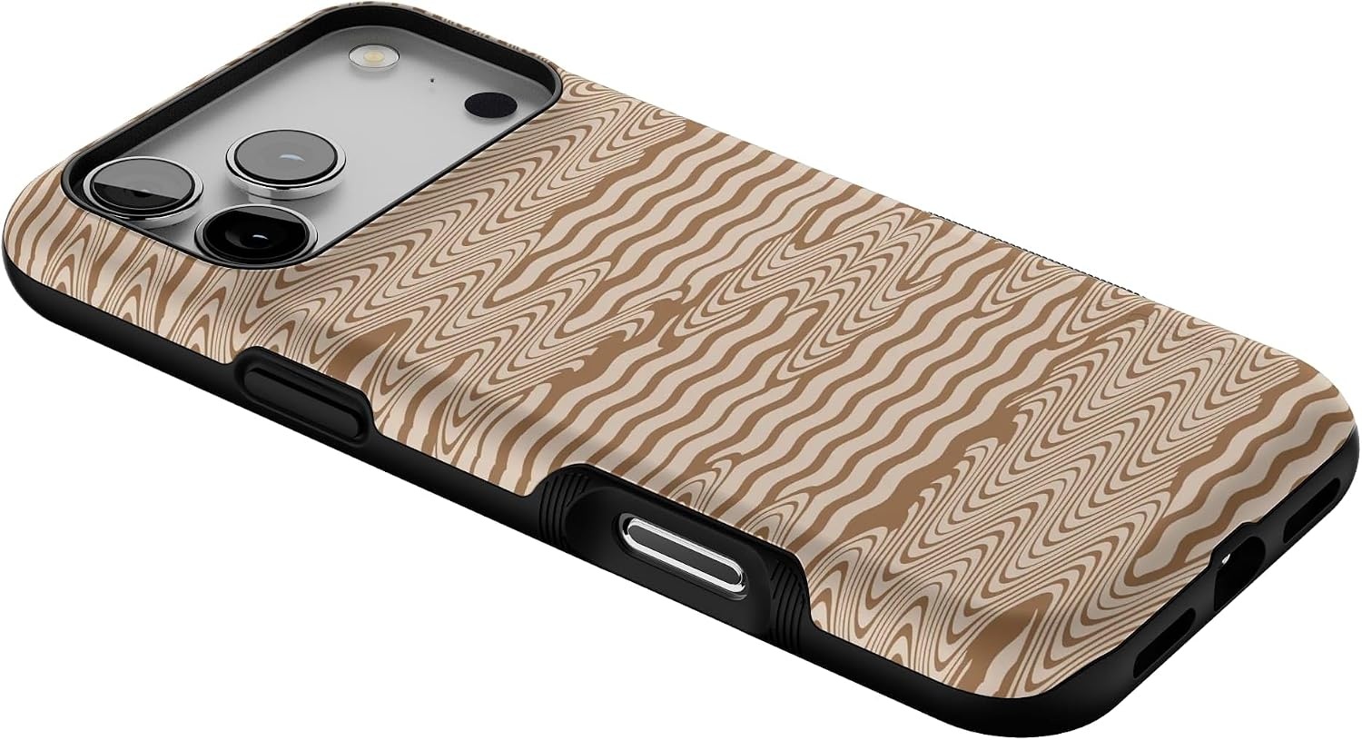 image:imageCasely iPhone 17 Pro Max Case Starfish Wishes Coral Pink Shimmer Bold Protective Design MagSafe Compatible DesignMocha Ripple Brown Waves