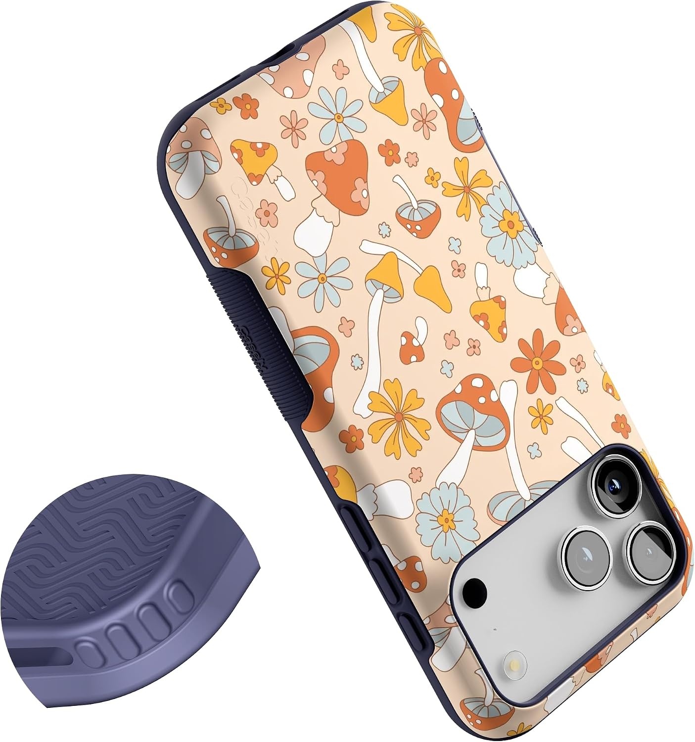 image:imageCasely iPhone 17 Pro Max Case Starfish Wishes Coral Pink Shimmer Bold Protective Design MagSafe Compatible DesignMushroom Magic Retro Floral