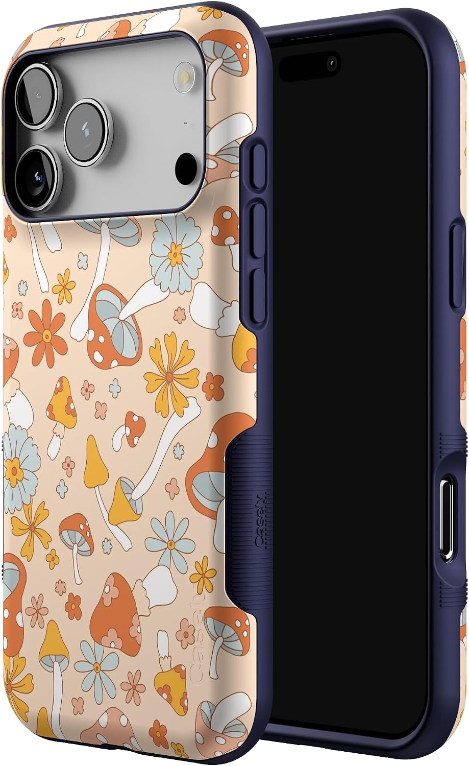 image:imageCasely iPhone 17 Pro Max Case Starfish Wishes Coral Pink Shimmer Bold Protective Design MagSafe Compatible DesignMushroom Magic Retro Floral