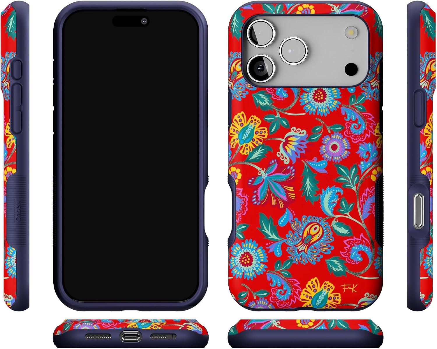 image:imageCasely iPhone 17 Pro Max Case Starfish Wishes Coral Pink Shimmer Bold Protective Design MagSafe Compatible DesignPainted Flowers Frida Kahlo Floral