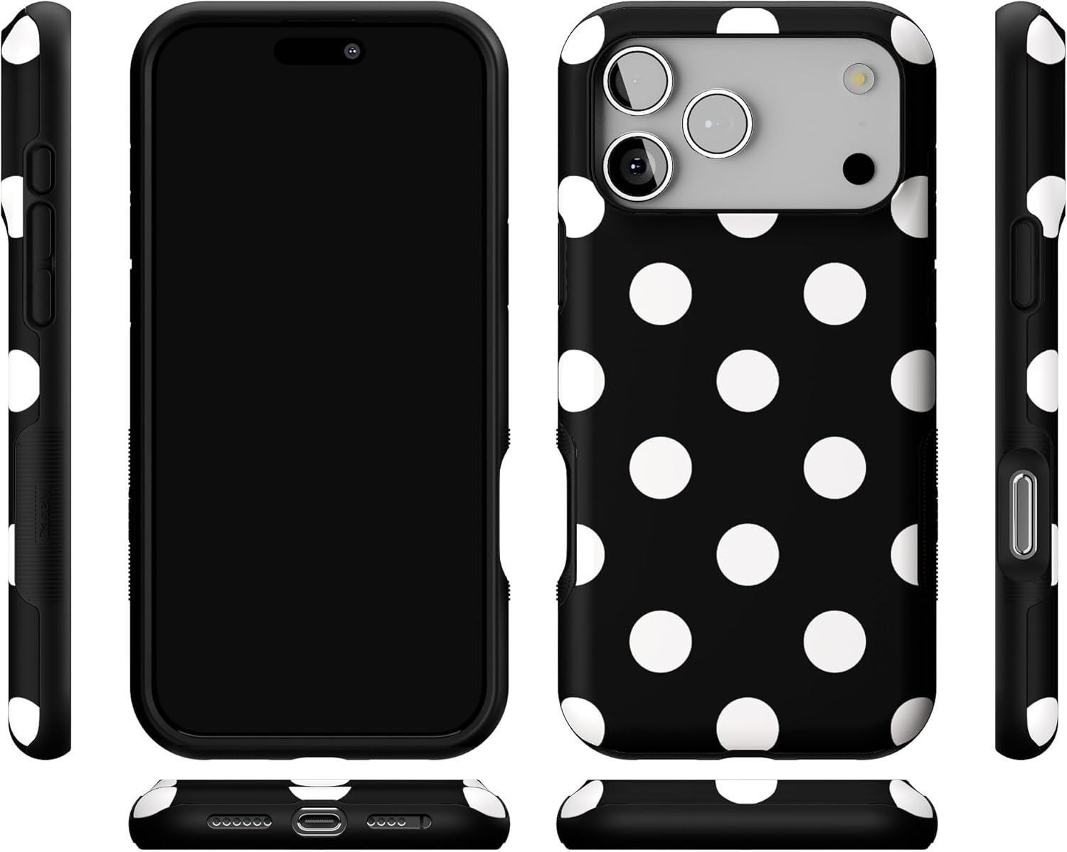 image:imageCasely iPhone 17 Pro Max Case Starfish Wishes Coral Pink Shimmer Bold Protective Design MagSafe Compatible DesignPolka Dots High Contrast Design