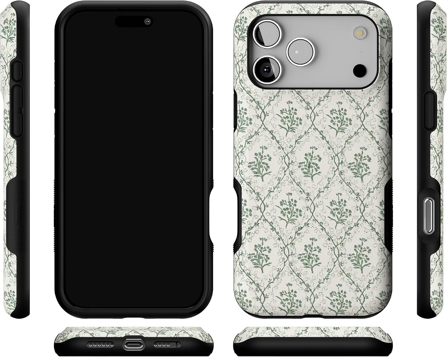 image:imageCasely iPhone 17 Pro Max Case Starfish Wishes Coral Pink Shimmer Bold Protective Design MagSafe Compatible DesignSage Tapestry Floral Vines