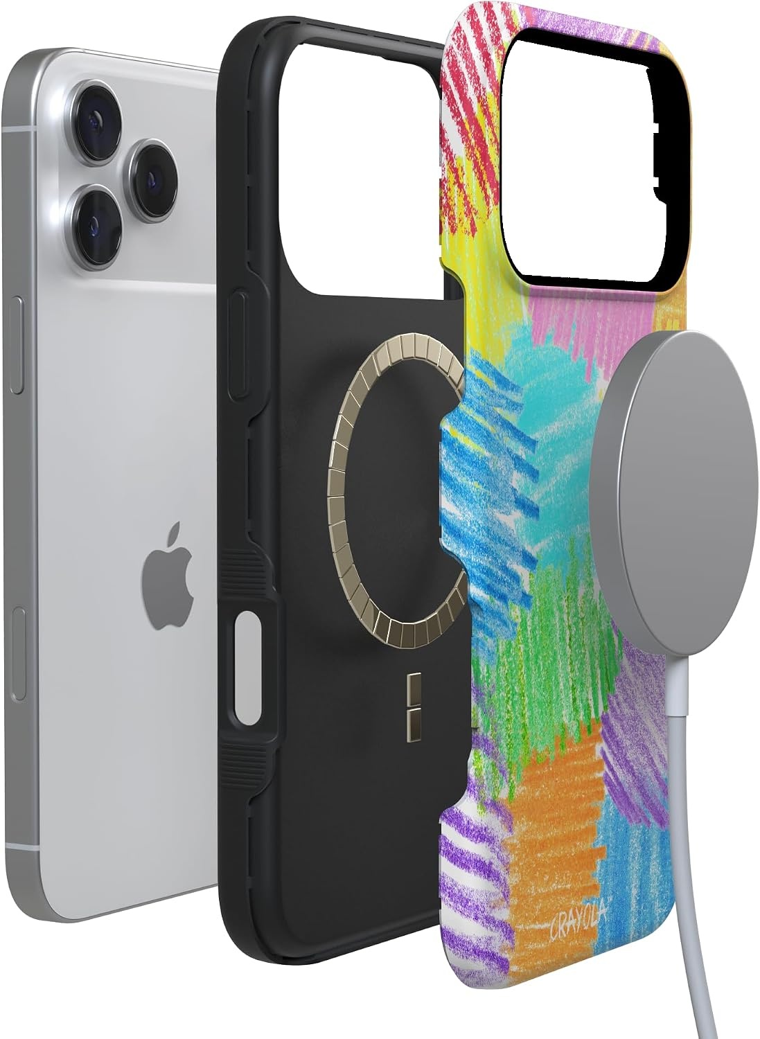 image:imageCasely iPhone 17 Pro Max Case Starfish Wishes Coral Pink Shimmer Bold Protective Design MagSafe Compatible DesignScribble Me That Crayola Rainbow Pencil