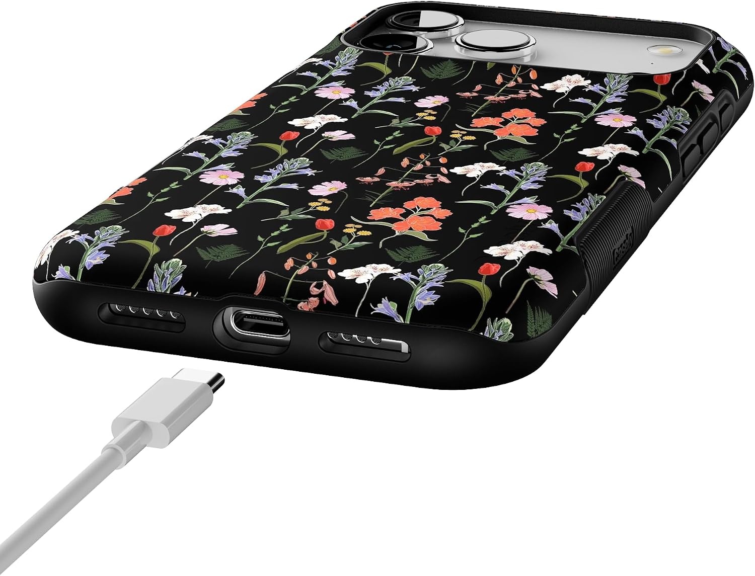 image:imageCasely iPhone 17 Pro Max Case Starfish Wishes Coral Pink Shimmer Bold Protective Design MagSafe Compatible DesignSecret Garden Mixed Floral