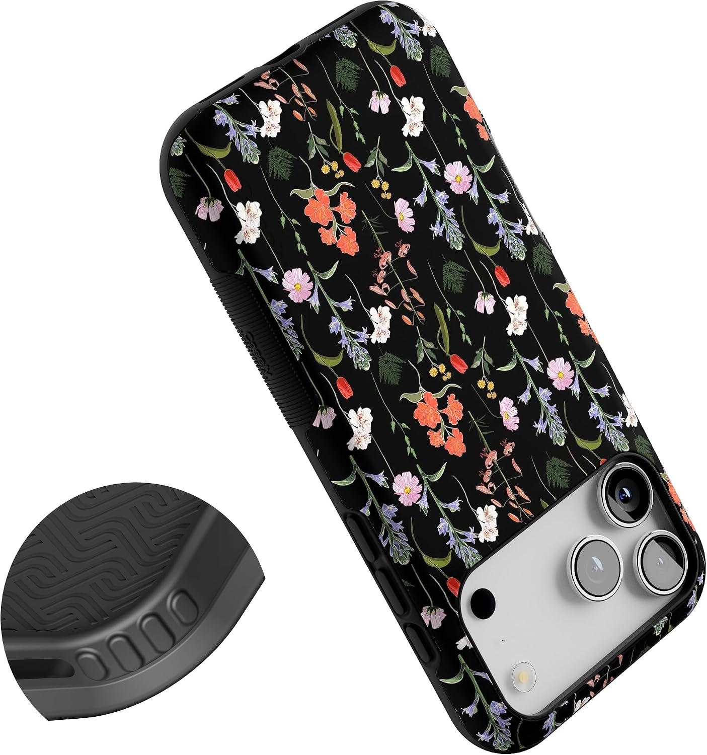 image:imageCasely iPhone 17 Pro Max Case Starfish Wishes Coral Pink Shimmer Bold Protective Design MagSafe Compatible DesignSecret Garden Mixed Floral