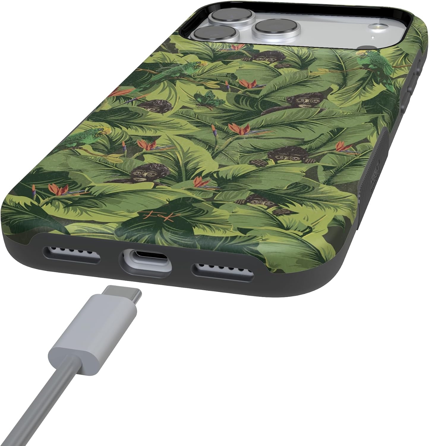 image:imageCasely iPhone 17 Pro Max Case Starfish Wishes Coral Pink Shimmer Bold Protective Design MagSafe Compatible DesignSneaky Monkeys Frida Kahlo Jungle Floral