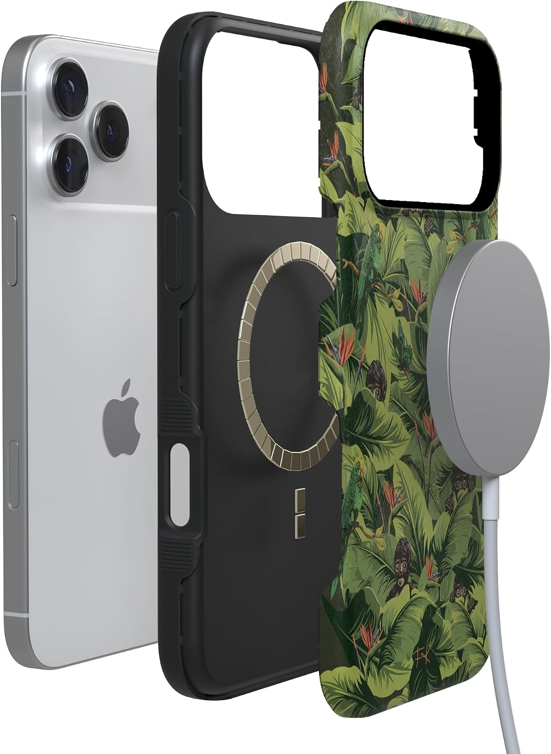 image:imageCasely iPhone 17 Pro Max Case Starfish Wishes Coral Pink Shimmer Bold Protective Design MagSafe Compatible DesignSneaky Monkeys Frida Kahlo Jungle Floral
