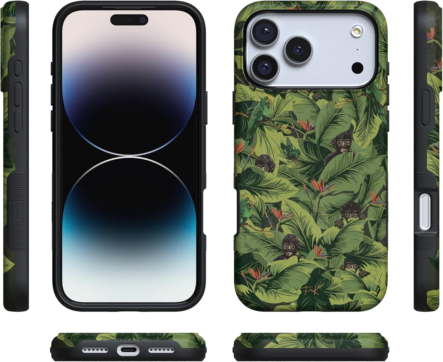 image:imageCasely iPhone 17 Pro Max Case Starfish Wishes Coral Pink Shimmer Bold Protective Design MagSafe Compatible DesignSneaky Monkeys Frida Kahlo Jungle Floral