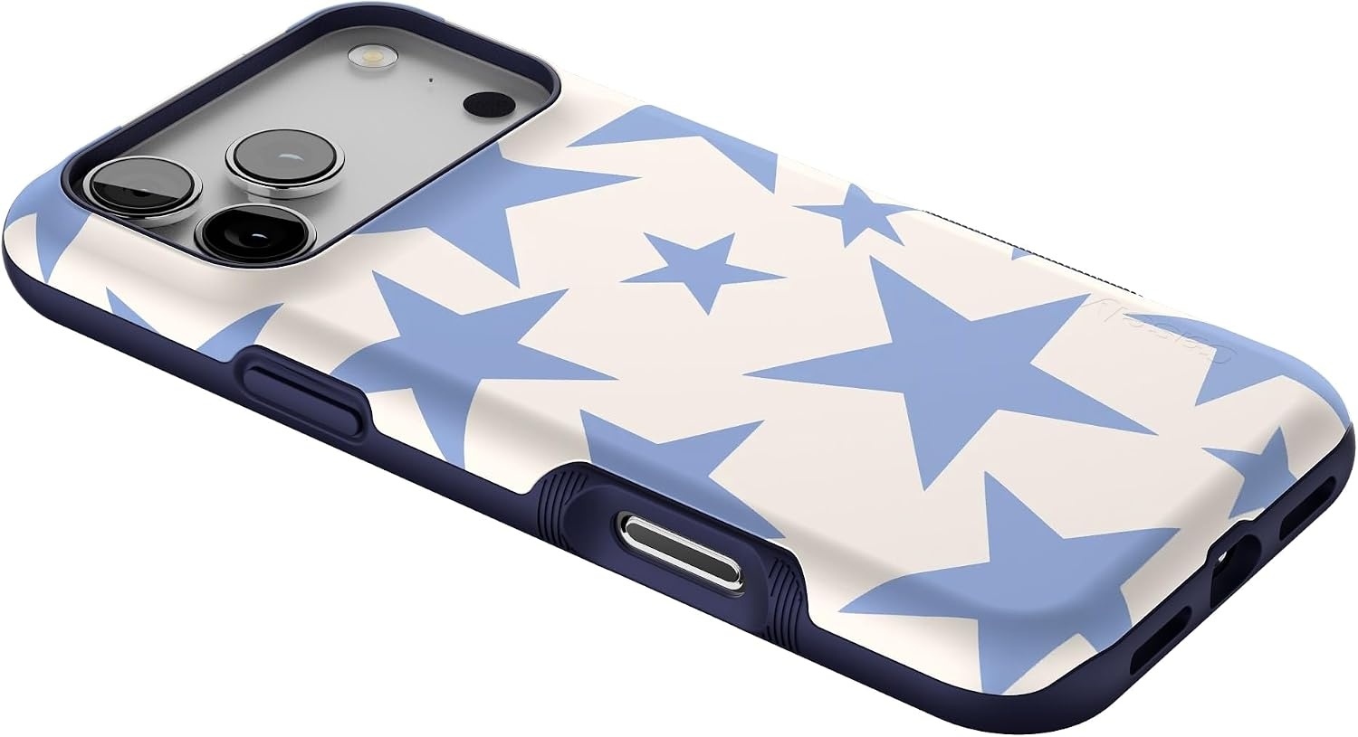 image:imageCasely iPhone 17 Pro Max Case Starfish Wishes Coral Pink Shimmer Bold Protective Design MagSafe Compatible DesignStars Align Blue White Stars