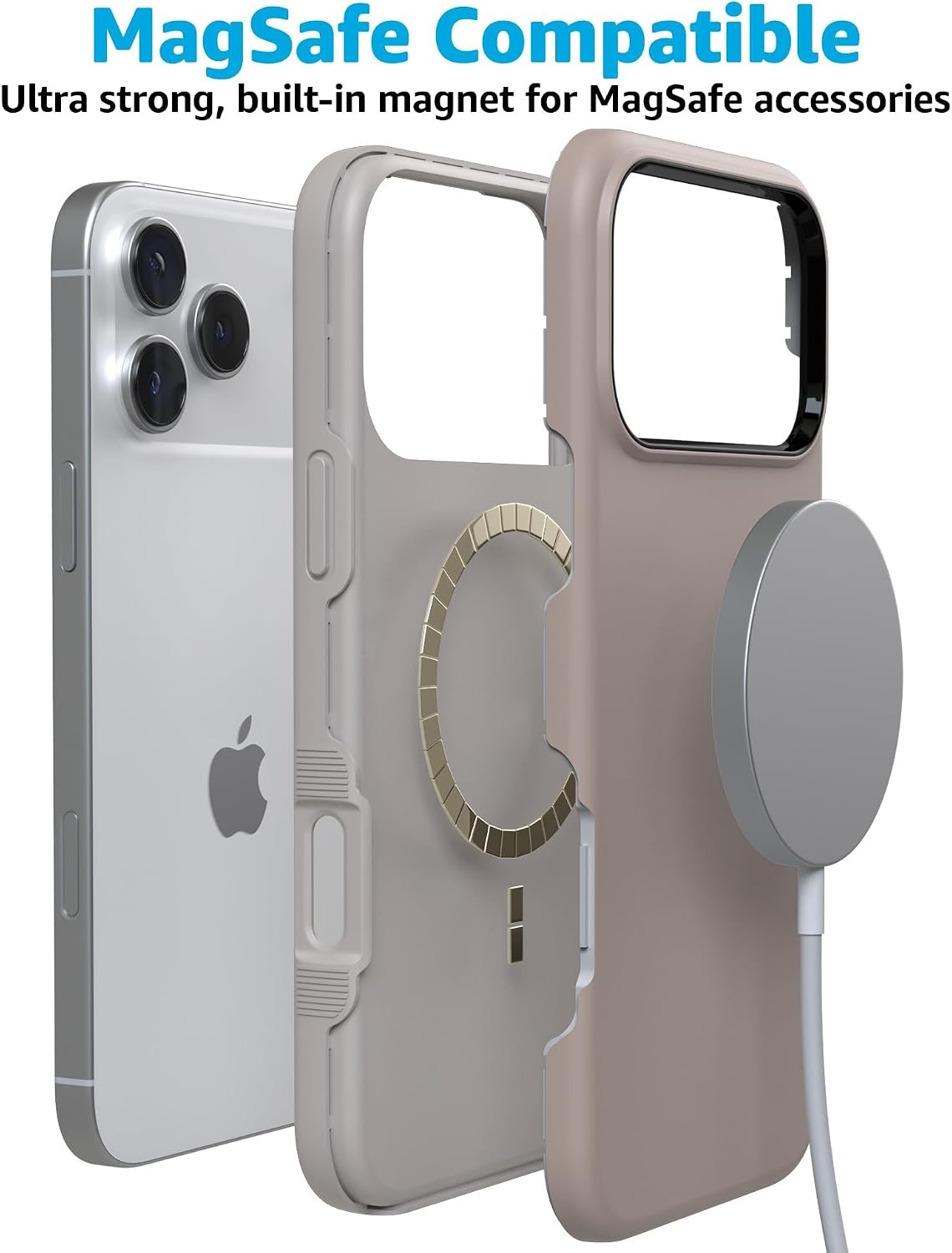 image:imageCasely iPhone 17 Pro Max Case Starfish Wishes Coral Pink Shimmer Bold Protective Design MagSafe Compatible DesignTaupe on Nude