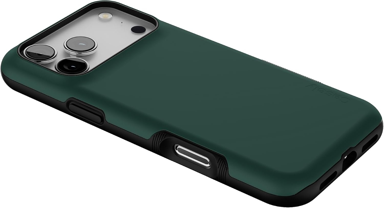 image:imageCasely iPhone 17 Pro Max Case Starfish Wishes Coral Pink Shimmer Bold Protective Design MagSafe Compatible DesignThe Boyfriend Collection Forest Green