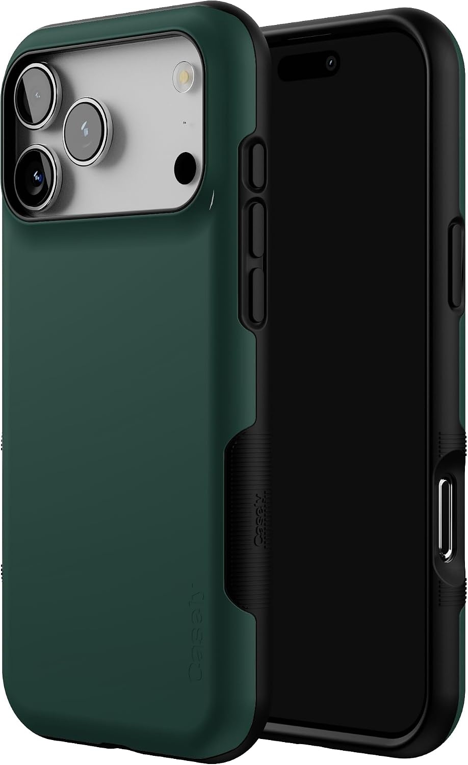 image:imageCasely iPhone 17 Pro Max Case Starfish Wishes Coral Pink Shimmer Bold Protective Design MagSafe Compatible DesignThe Boyfriend Collection Forest Green