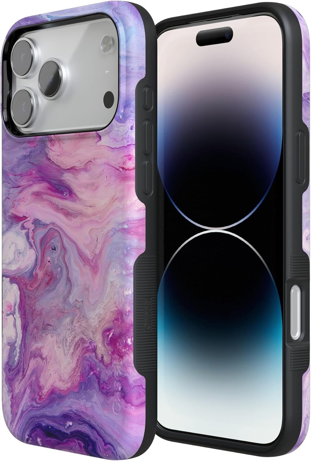 image:imageCasely iPhone 17 Pro Max Case Starfish Wishes Coral Pink Shimmer Bold Protective Design MagSafe Compatible DesignTie Dying Over You Purple Marble