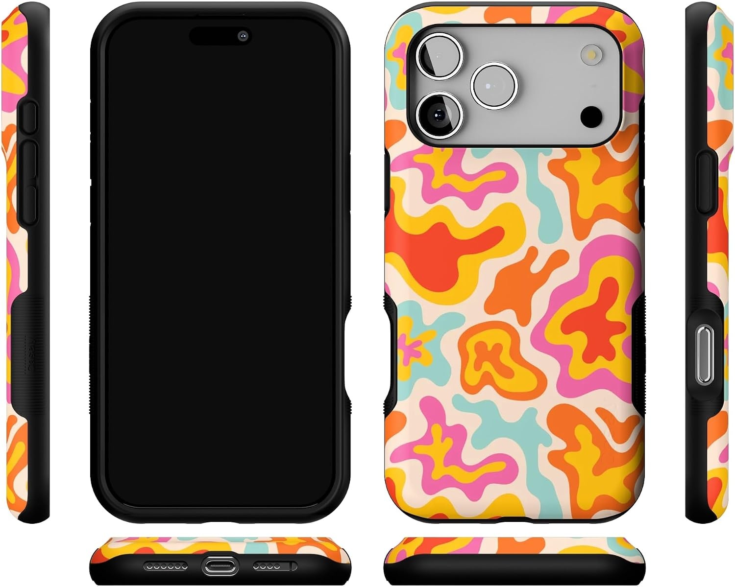 image:imageCasely iPhone 17 Pro Max Case Starfish Wishes Coral Pink Shimmer Bold Protective Design MagSafe Compatible DesignTropical Color Splash Abstract Retro