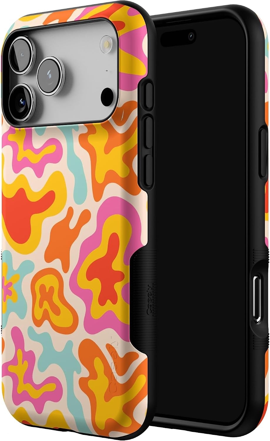image:imageCasely iPhone 17 Pro Max Case Starfish Wishes Coral Pink Shimmer Bold Protective Design MagSafe Compatible DesignTropical Color Splash Abstract Retro