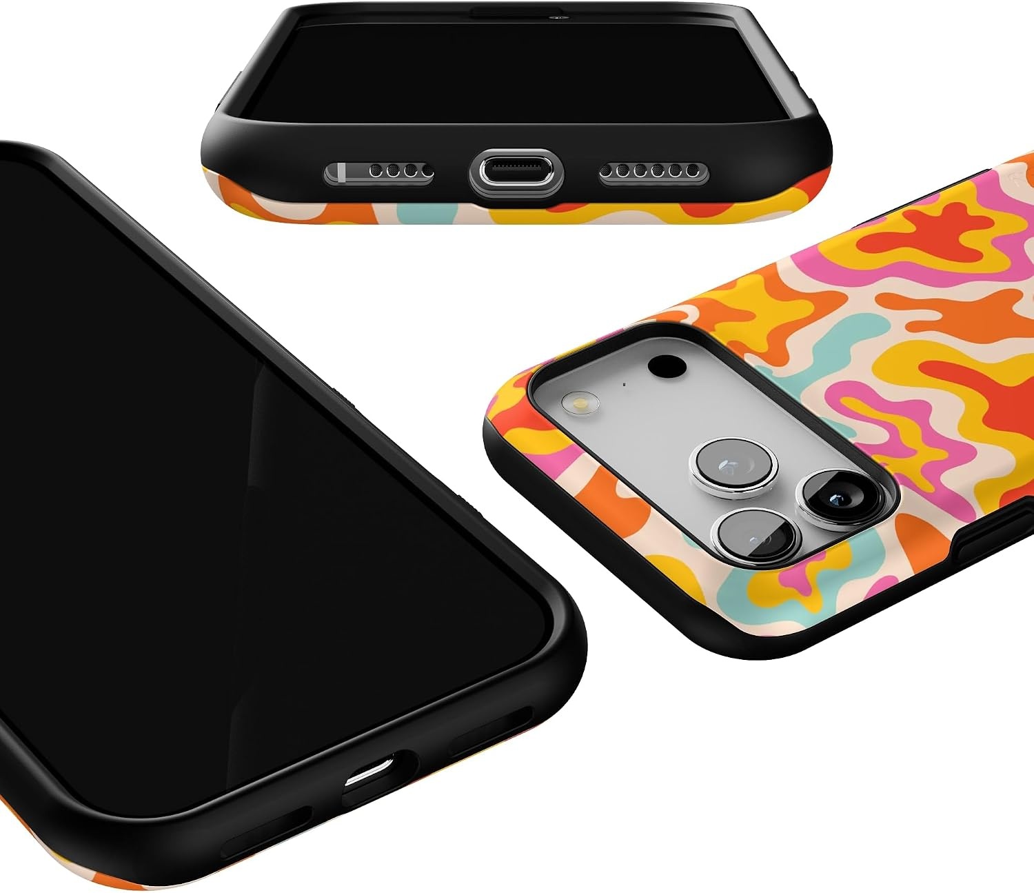 image:imageCasely iPhone 17 Pro Max Case Starfish Wishes Coral Pink Shimmer Bold Protective Design MagSafe Compatible DesignTropical Color Splash Abstract Retro