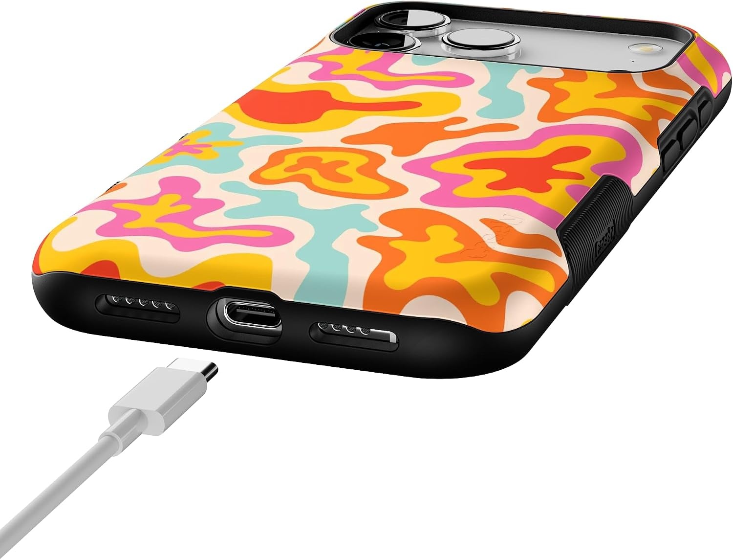 image:imageCasely iPhone 17 Pro Max Case Starfish Wishes Coral Pink Shimmer Bold Protective Design MagSafe Compatible DesignTropical Color Splash Abstract Retro
