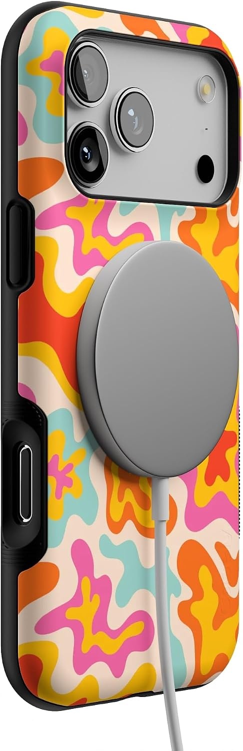 image:imageCasely iPhone 17 Pro Max Case Starfish Wishes Coral Pink Shimmer Bold Protective Design MagSafe Compatible DesignTropical Color Splash Abstract Retro