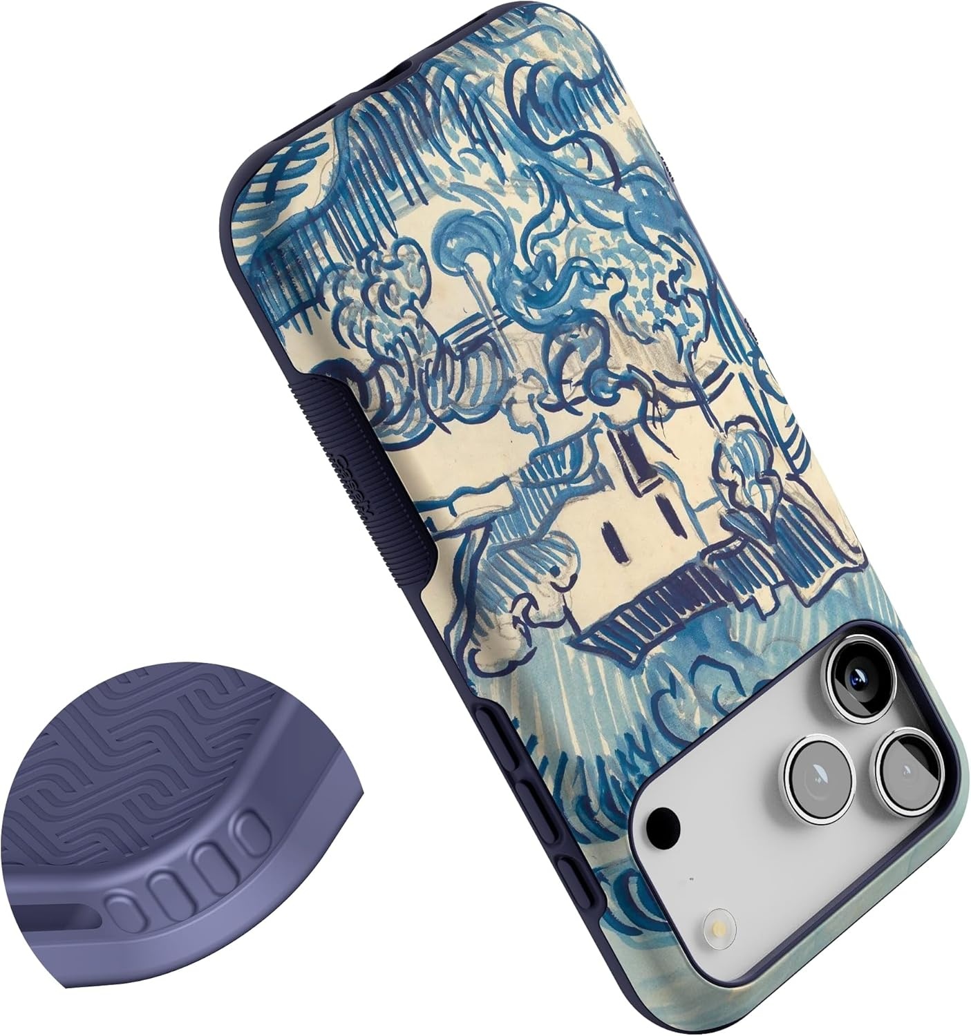 image:imageCasely iPhone 17 Pro Max Case Starfish Wishes Coral Pink Shimmer Bold Protective Design MagSafe Compatible DesignVan Gogh Landscape With Houses