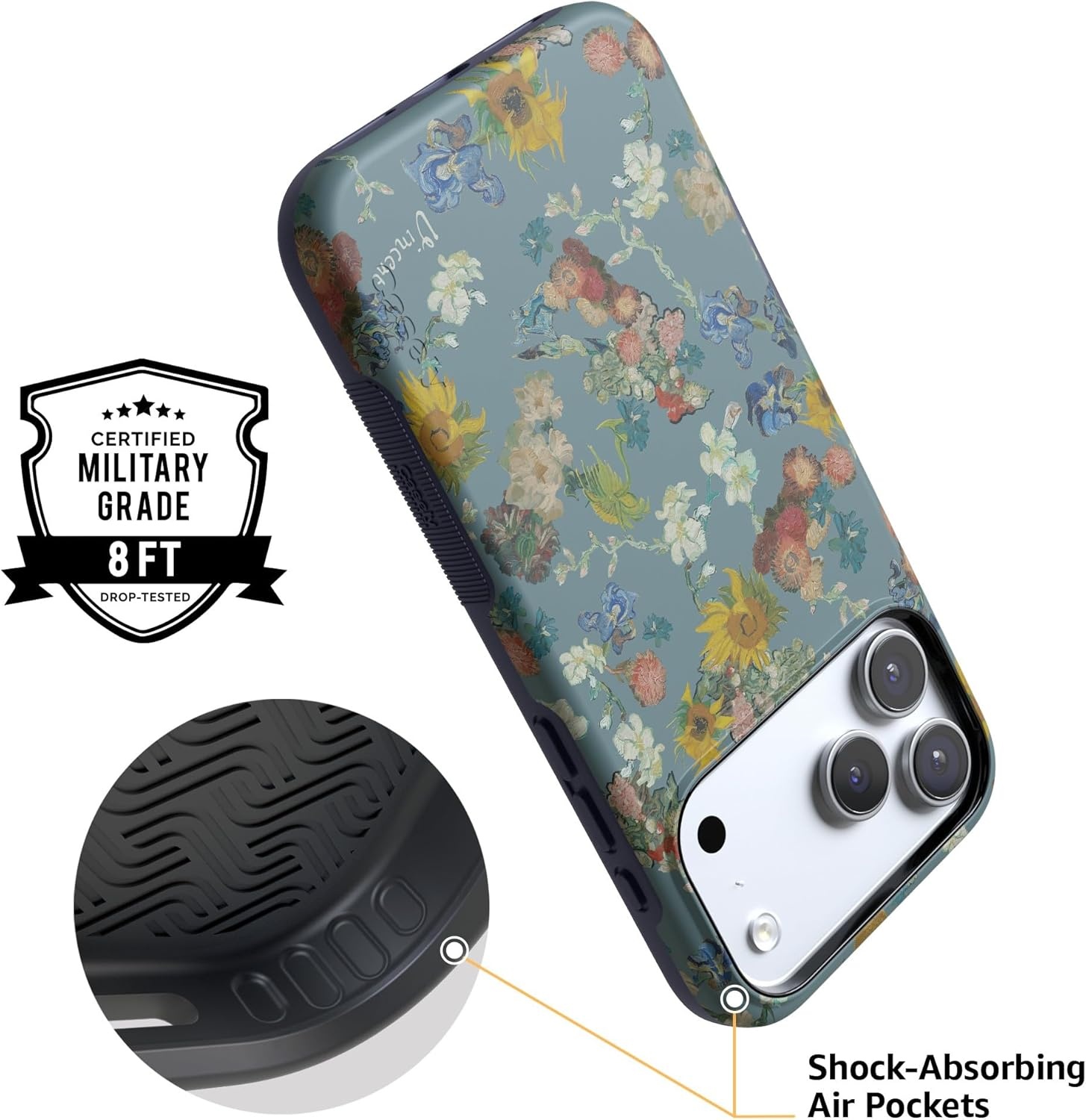 image:imageCasely iPhone 17 Pro Max Case Starfish Wishes Coral Pink Shimmer Bold Protective Design MagSafe Compatible DesignVan Gogh Vincents Flowers