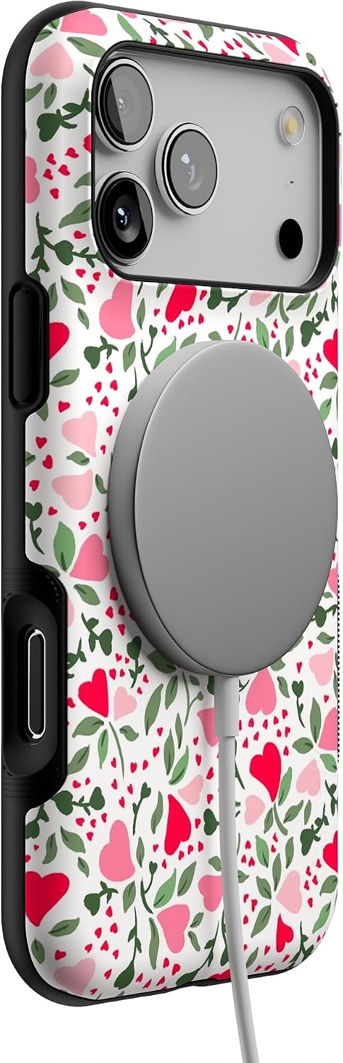 image:imageCasely iPhone 17 Pro Max Case Starfish Wishes Coral Pink Shimmer Bold Protective Design MagSafe Compatible DesignVines of Love Floral Heart