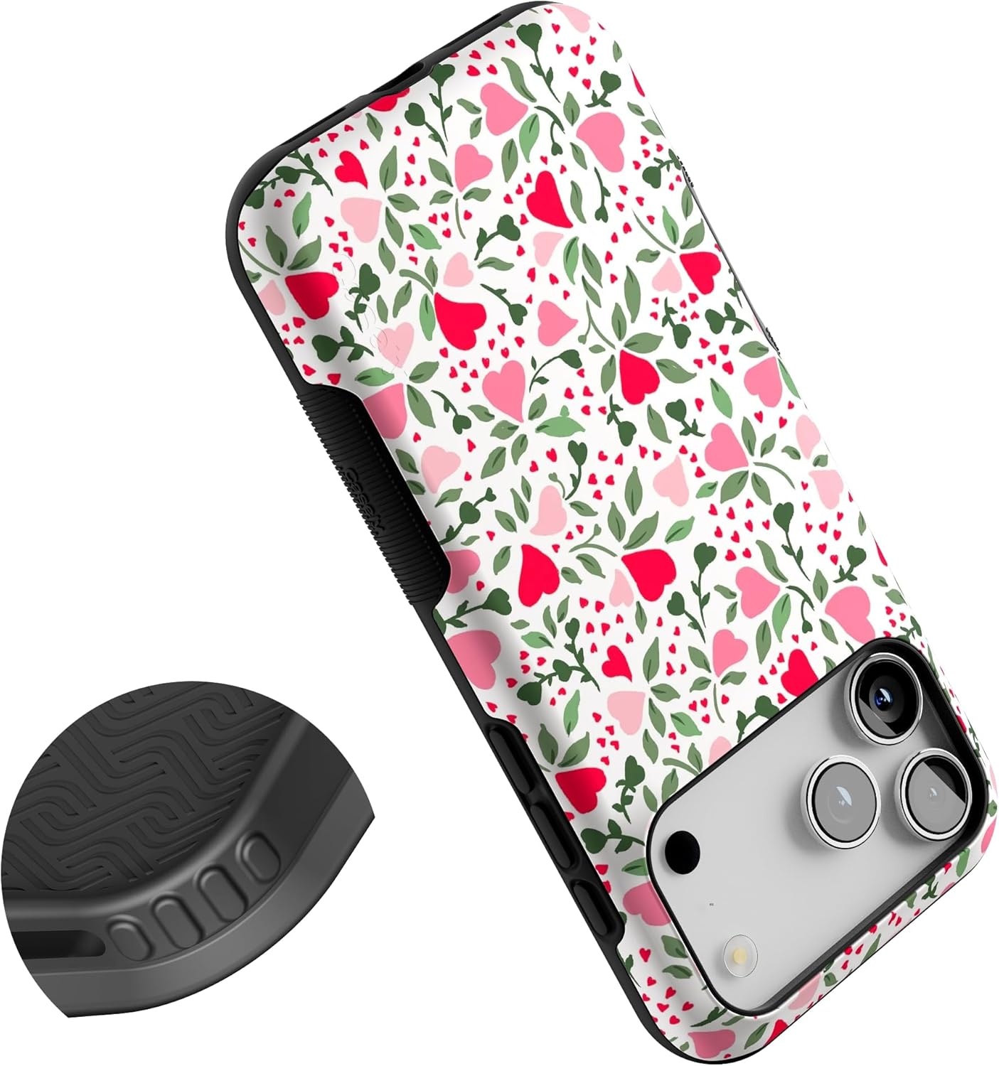 image:imageCasely iPhone 17 Pro Max Case Starfish Wishes Coral Pink Shimmer Bold Protective Design MagSafe Compatible DesignVines of Love Floral Heart