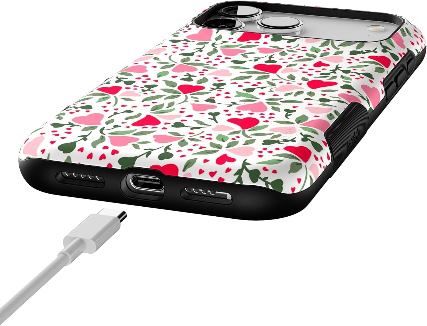 image:imageCasely iPhone 17 Pro Max Case Starfish Wishes Coral Pink Shimmer Bold Protective Design MagSafe Compatible DesignVines of Love Floral Heart