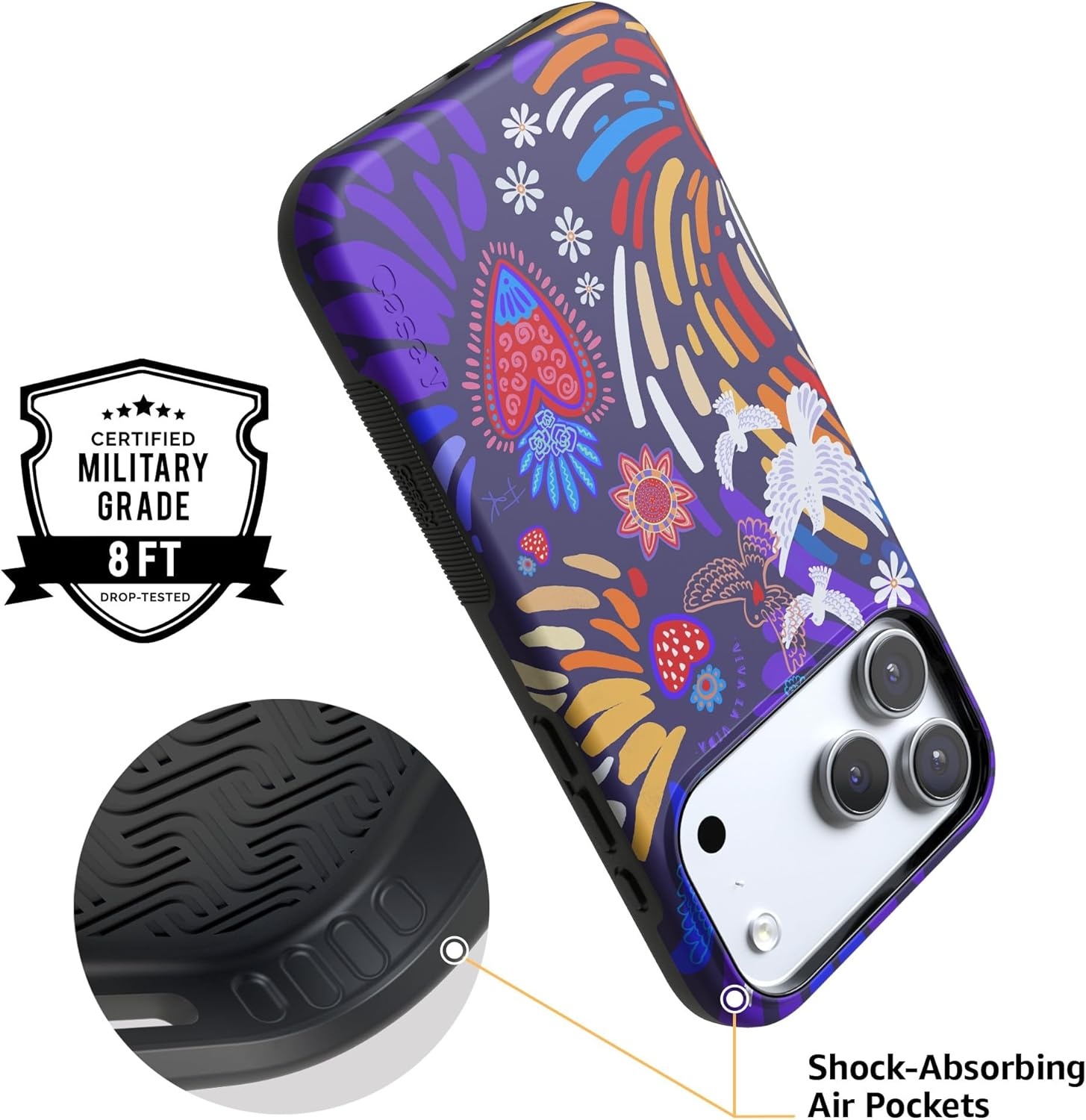 image:imageCasely iPhone 17 Pro Max Case Starfish Wishes Coral Pink Shimmer Bold Protective Design MagSafe Compatible DesignViva La Vida Frida Kahlo Collage