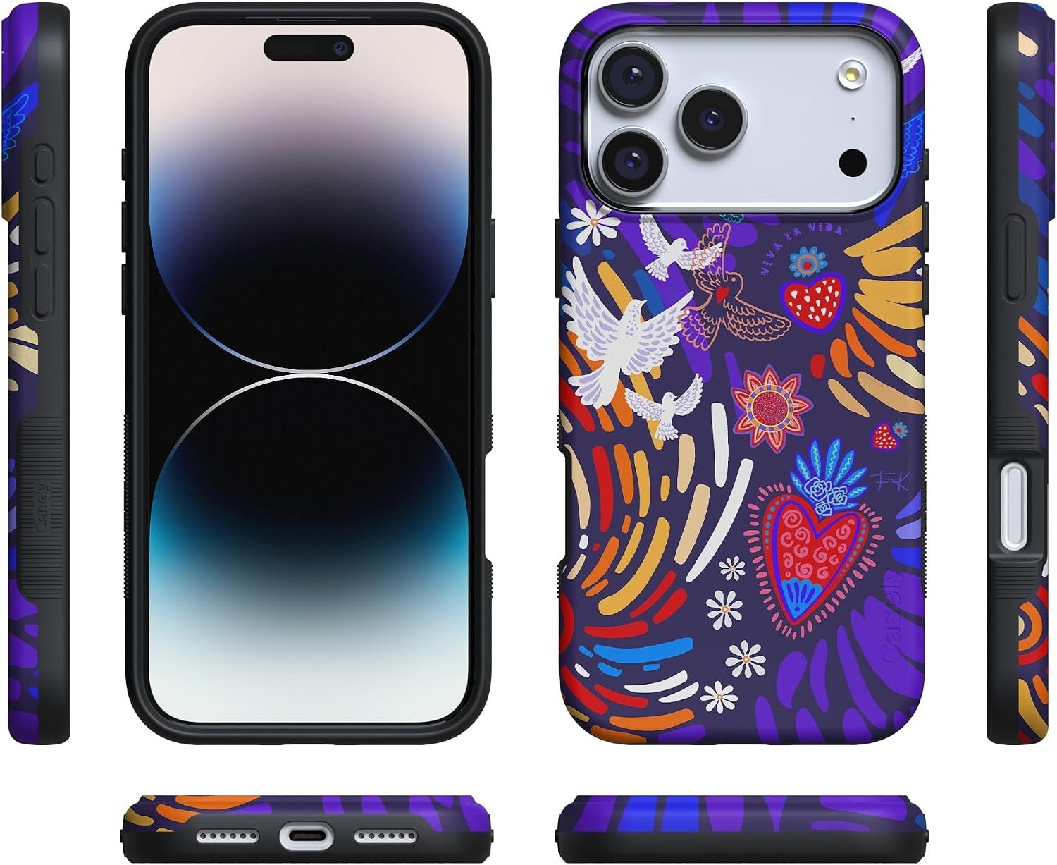 image:imageCasely iPhone 17 Pro Max Case Starfish Wishes Coral Pink Shimmer Bold Protective Design MagSafe Compatible DesignViva La Vida Frida Kahlo Collage