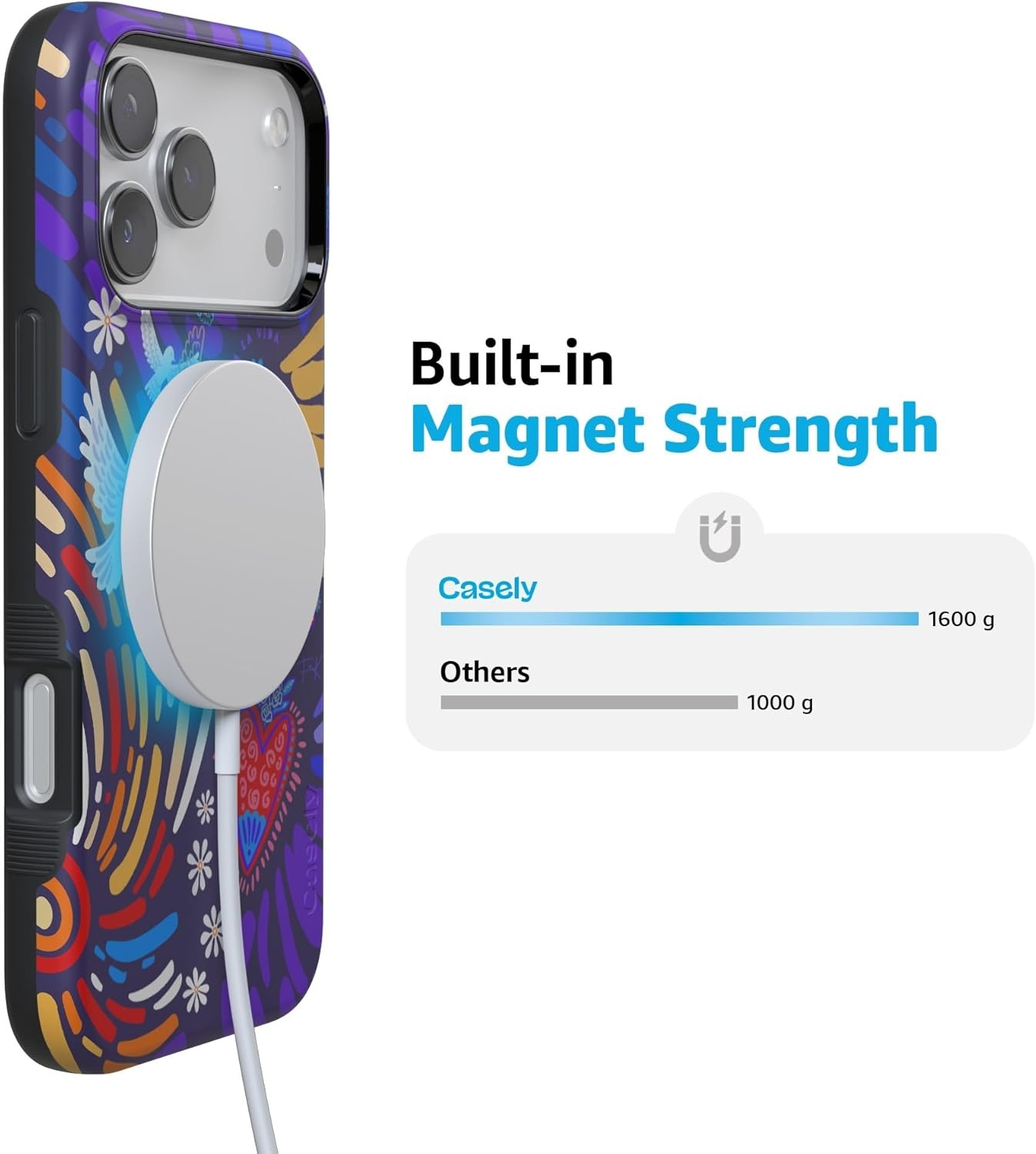 image:imageCasely iPhone 17 Pro Max Case Starfish Wishes Coral Pink Shimmer Bold Protective Design MagSafe Compatible DesignViva La Vida Frida Kahlo Collage