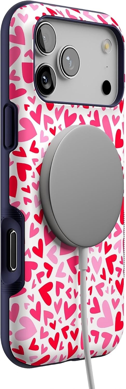 image:imageCasely iPhone 17 Pro Max Case Starfish Wishes Coral Pink Shimmer Bold Protective Design MagSafe Compatible DesignXOXO Candy Hearts