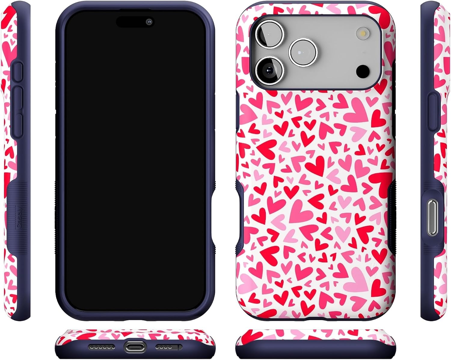 image:imageCasely iPhone 17 Pro Max Case Starfish Wishes Coral Pink Shimmer Bold Protective Design MagSafe Compatible DesignXOXO Candy Hearts