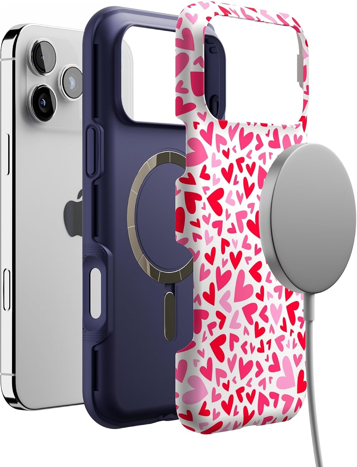 image:imageCasely iPhone 17 Pro Max Case Starfish Wishes Coral Pink Shimmer Bold Protective Design MagSafe Compatible DesignXOXO Candy Hearts