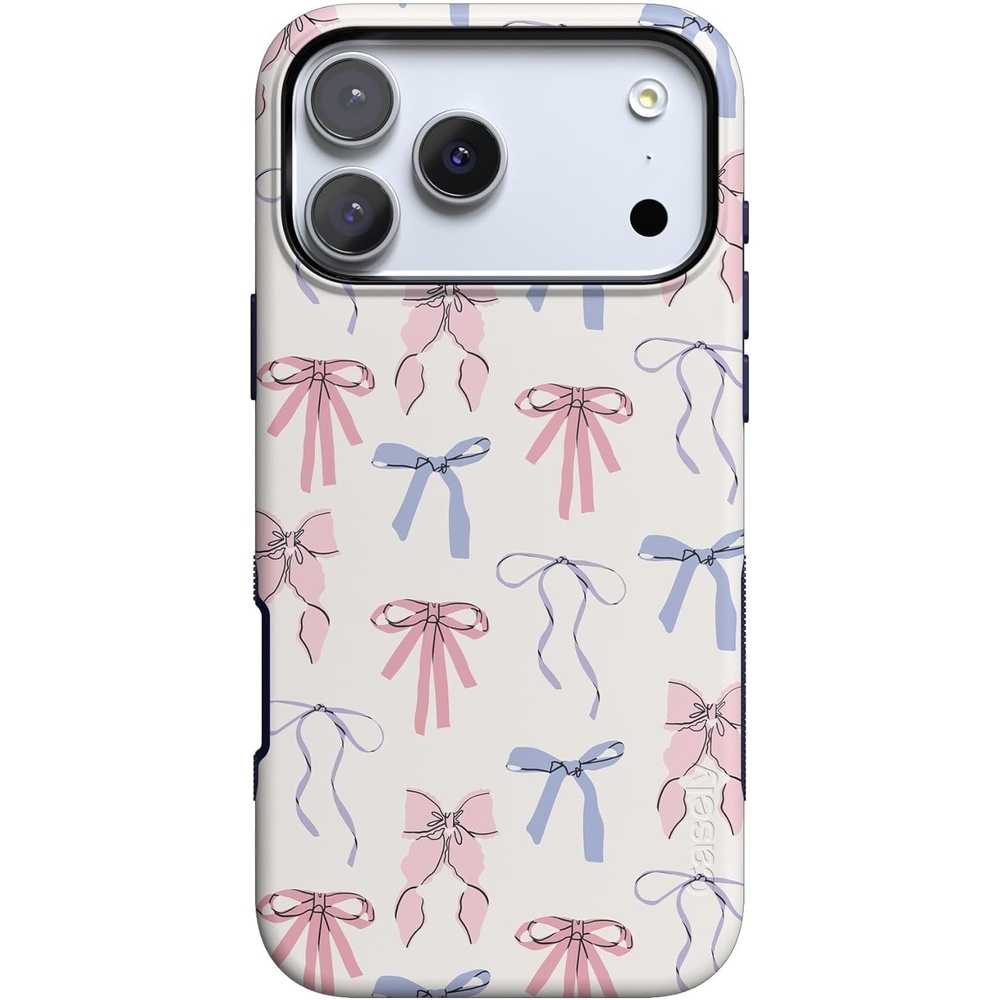 image:imageCasely iPhone 17 Pro Max Case Starfish Wishes Coral Pink Shimmer Bold Protective Design MagSafe Compatible DesignCoquette Girlie Pastel Bows