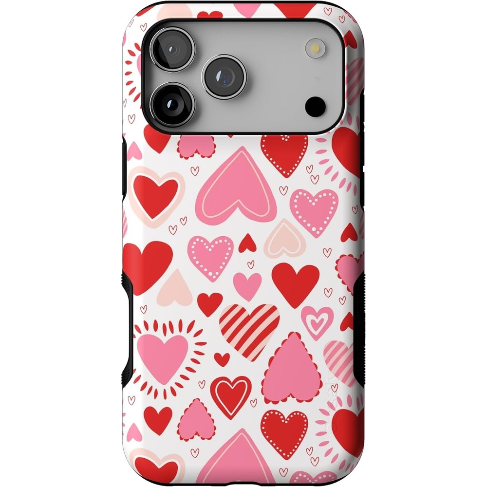 image:imageCasely iPhone 17 Pro Max Case Starfish Wishes Coral Pink Shimmer Bold Protective Design MagSafe Compatible DesignLove Struck Heart Stickers