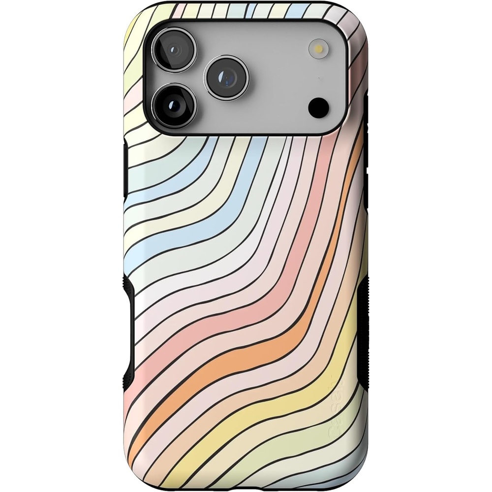 image:imageCasely iPhone 17 Pro Max Case  Starfish Wishes  Coral Pink Shimmer  Bold Protective Design  MagSafe Compatible DesignRide The Wave  Pastel Rainbow Lined
