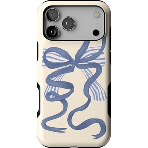 Casely iPhone 17 Pro Max Case | Starfish Wishes | Coral Pink Shimmer | Bold Protective Design | MagSafe Compatible Design(Heartstrings | Blue Bow)
