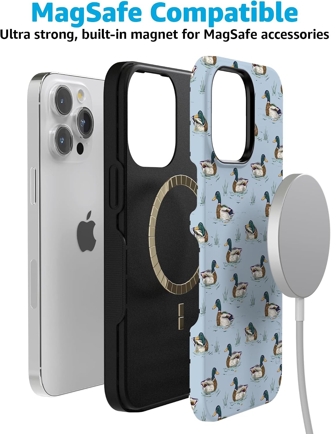 image:imageCasely iPhone 15 Pro Max Case Blue Mallard amp Co The Boyfriend Collection Bold Protective Design Compatible with MagSafe
