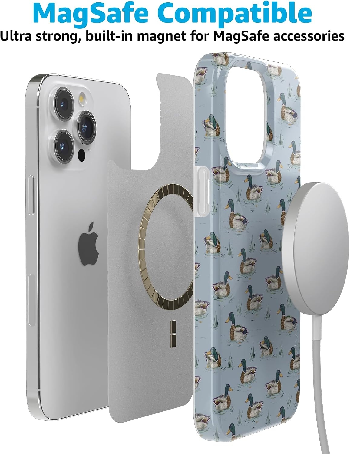 image:imageCasely iPhone 15 Pro Max Case Blue Mallard amp Co The Boyfriend Collection Compatible with MagSafe Classic Ultra Thin Design