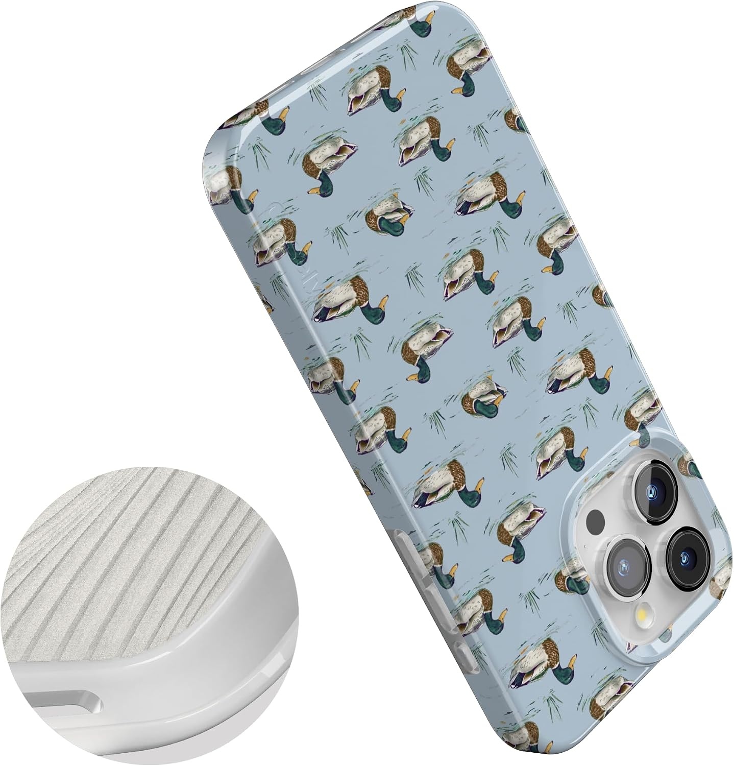 image:imageCasely iPhone 15 Pro Max Case Blue Mallard amp Co The Boyfriend Collection Compatible with MagSafe Classic Ultra Thin Design